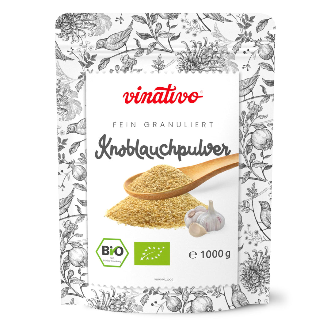 vinativo Knoblauchpulver BIO – fein granuliert – 1kg – Knoblauch gemahlen – Bio-Qualität – aus kontr