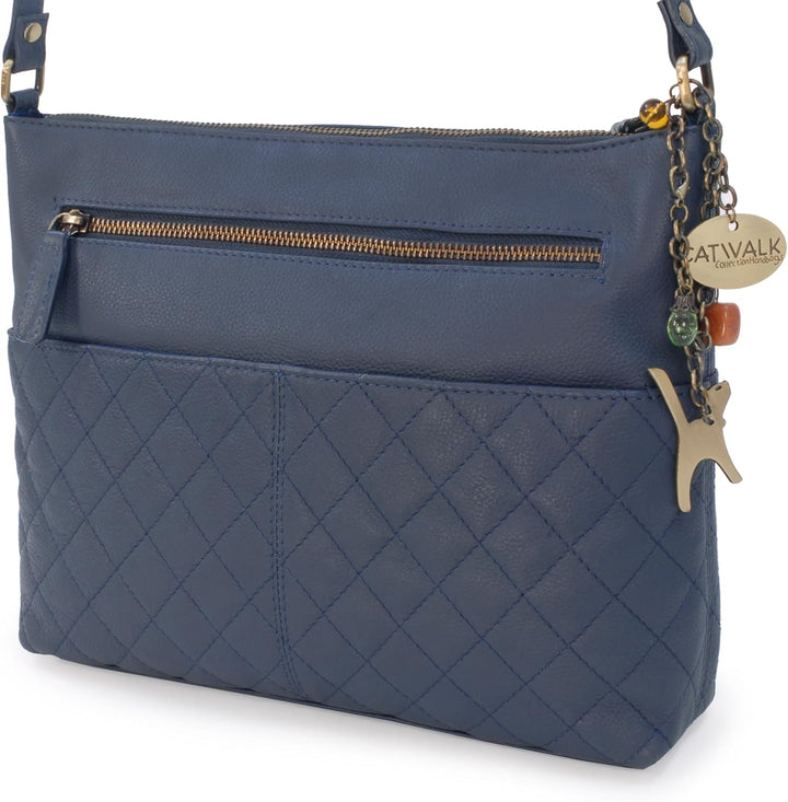Catwalk Collection Handbags - Damen Umhängetasche Mittelgross - Crossbody Bag/Handtasche - Gesteppte