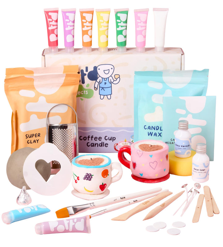 Pott'd Mini-Töpfer-Sets | Lufttrocknendes Töpferset für Erwachsene | Mit Farben, Töpferwerkzeugen un