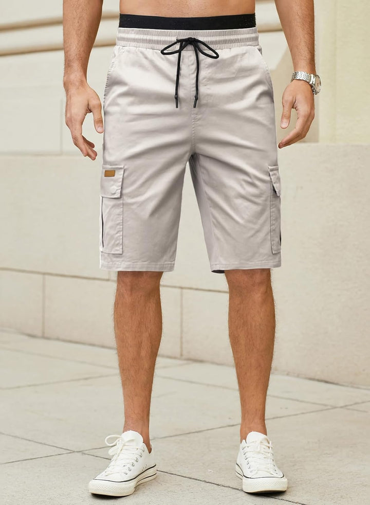 JMIERR Kurze Hosen Herren Baumwolle Cargo Shorts Herren Sommer Freizeithose mit Taschen S G Grau, S