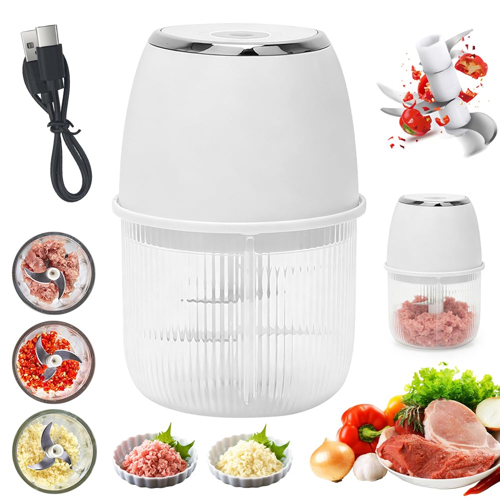 Mini Zerkleinerer Elektrisch, 350 ml Elektrisch Gemüsezerkleinerer Zwiebelschneider, Klein Zwiebel Z