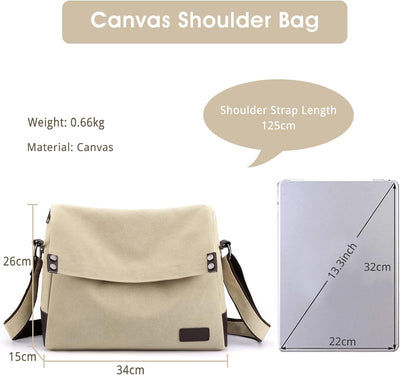 CORIOS Herren Umhängetaschen Canvas Schultertasche Laptoptasche für 13.3 Zoll Notebook Lehrertasche