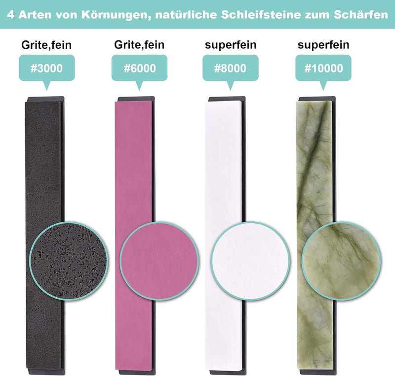 IMAGE Schleifstein Set 4 Stück Messer Abziehstein Wetzstein mit Körnung 3000/6000/8000/10000 Messers