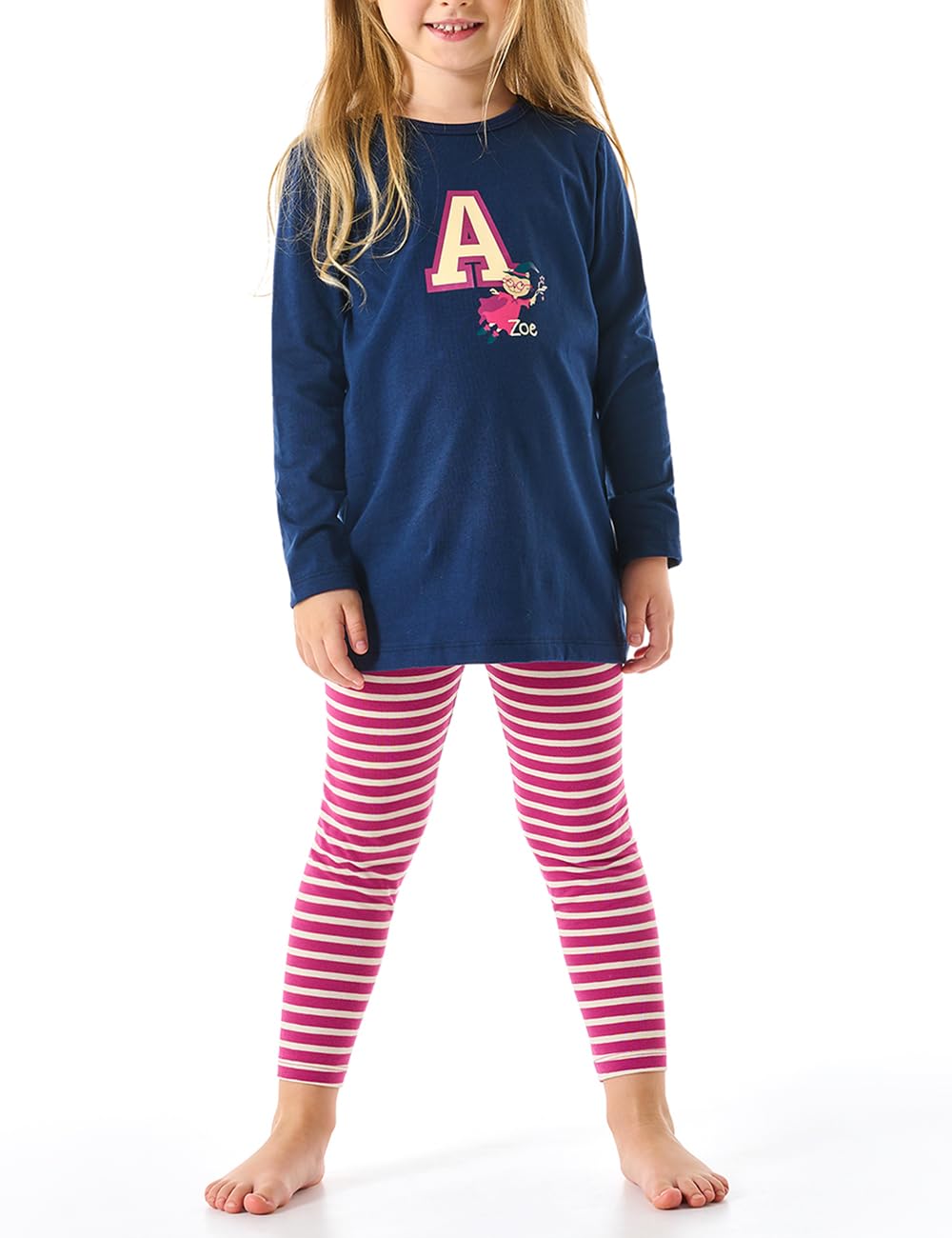 Schiesser Mädchen Kids Langer Schlafanzug Horse World - 181826 92 Dunkelblau_179961, 92 Dunkelblau_1