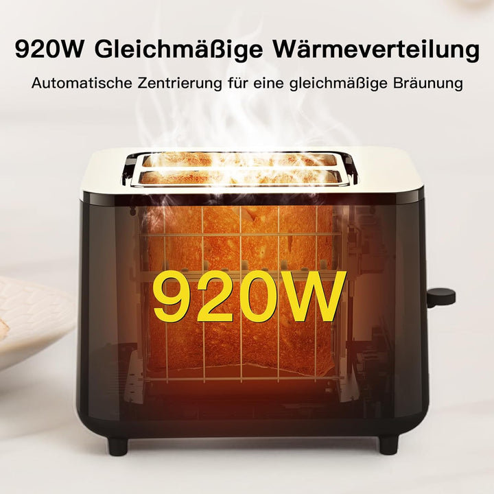 aeco toastlab PRO Toaster 2 Scheiben mit LED-Touch - extra breite Schlitze, 6 Stufen, Brotzentrierun
