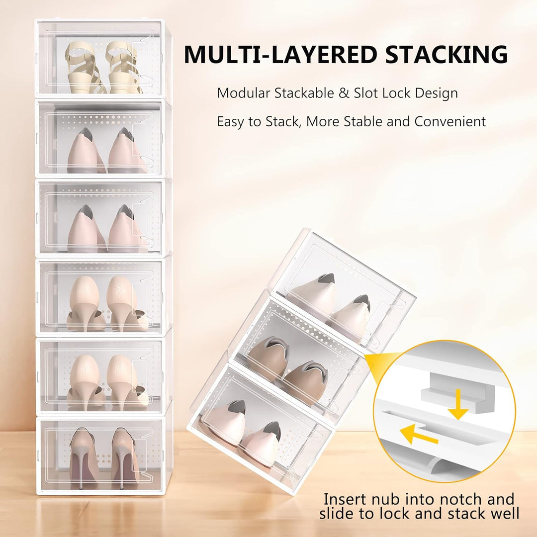 Secret Space 12 Stück grosse Schuh-Organizer-Aufbewahrungsboxen für Schrank, modulare, platzsparende