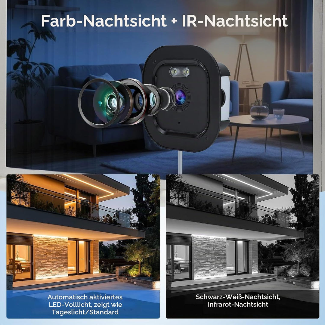 Fensterkamera 2,4 GHz &amp; 5 GHz Dual-Band 3MP 2K WLAN Überwachungskamera Innen mit KI-Farbnachtsicht,