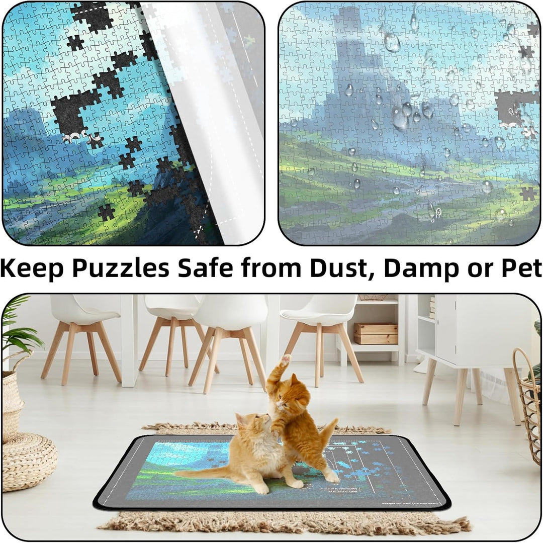 MOZOOSON Puzzlebrett 1500 Teile, Faltbares Puzzle Board mit 8 Sortierer, Tragbare Puzzlematte, Puzzl
