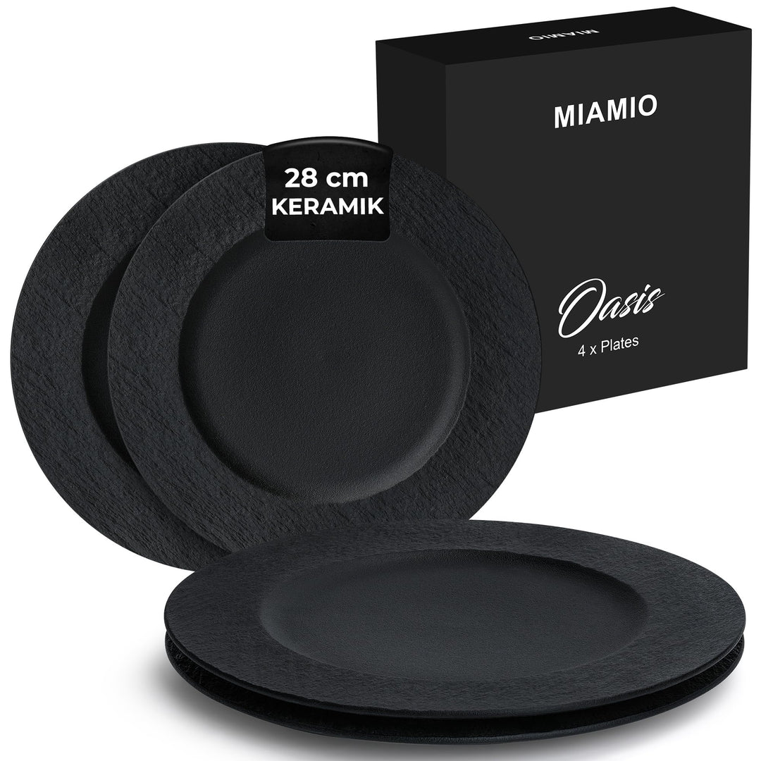 MIAMIO - 28 cm, 4er Set Speiseteller/Keramik-Teller Set, Geschirrset - moderne Teller, mikrowellen-