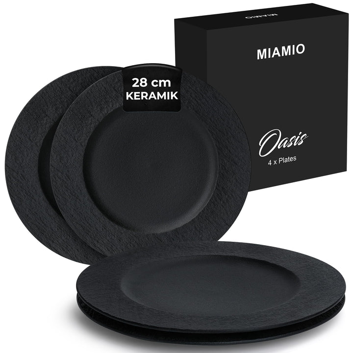 MIAMIO - 28 cm, 4er Set Speiseteller/Keramik-Teller Set, Geschirrset - moderne Teller, mikrowellen-