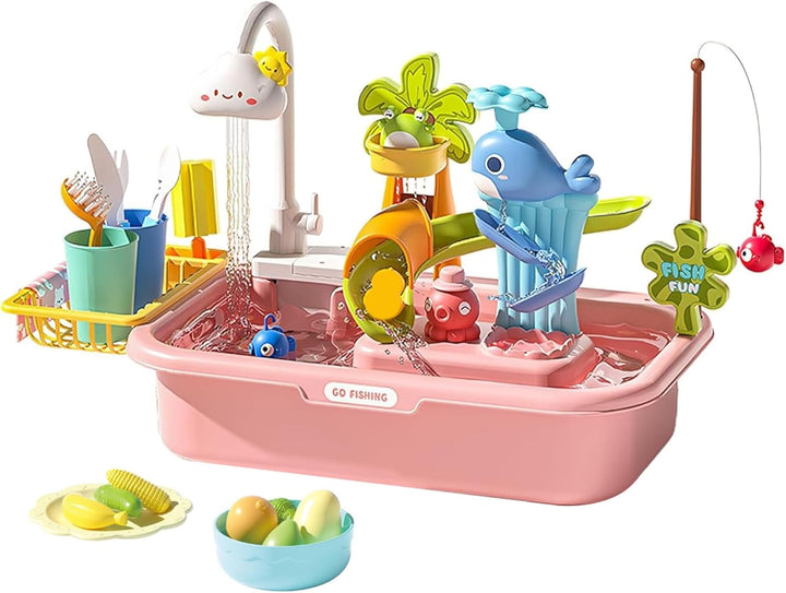 Kinder-Wassertisch, abnehmbares elektrisches Spielbecken mit fliessendem Wasser, pädagogisches Spiel