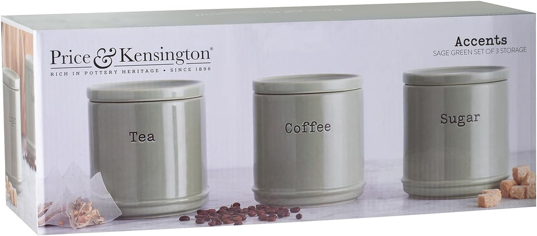 Price&amp;Kensington ACCENTS Vorratsdosen, Kaffee, Tee und Zucker im 3er Set, salbei, 3 x 750 ml Tea, Co