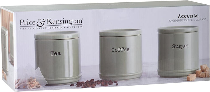 Price&amp;Kensington ACCENTS Vorratsdosen, Kaffee, Tee und Zucker im 3er Set, salbei, 3 x 750 ml Tea, Co