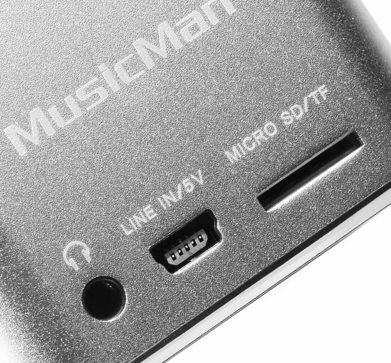 MusicMan Mini Soundstation (MP3 Player, Stereo Lautsprecher, Line In Funktion, SD/microSD Kartenslot