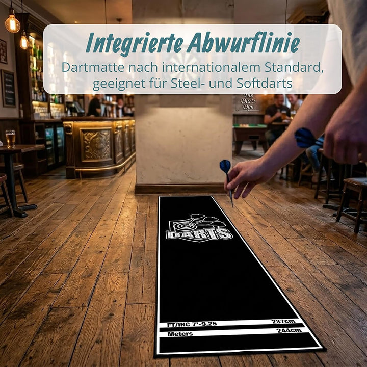Relaxdays Dartteppich, mit Oche Abwurfline, Dartmatte, BT: 60x260 cm, Farbe | rutschfest, Bodenschut