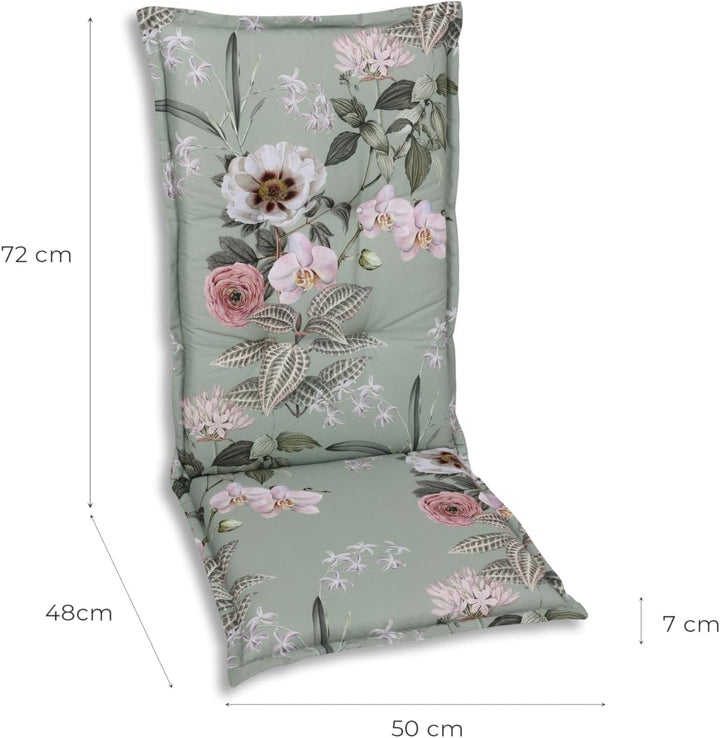 Bequeme und attraktive Polsterauflagen für Hochlehner-Gartenstühle (4er-Set, Orchidee Salbei, Hochle