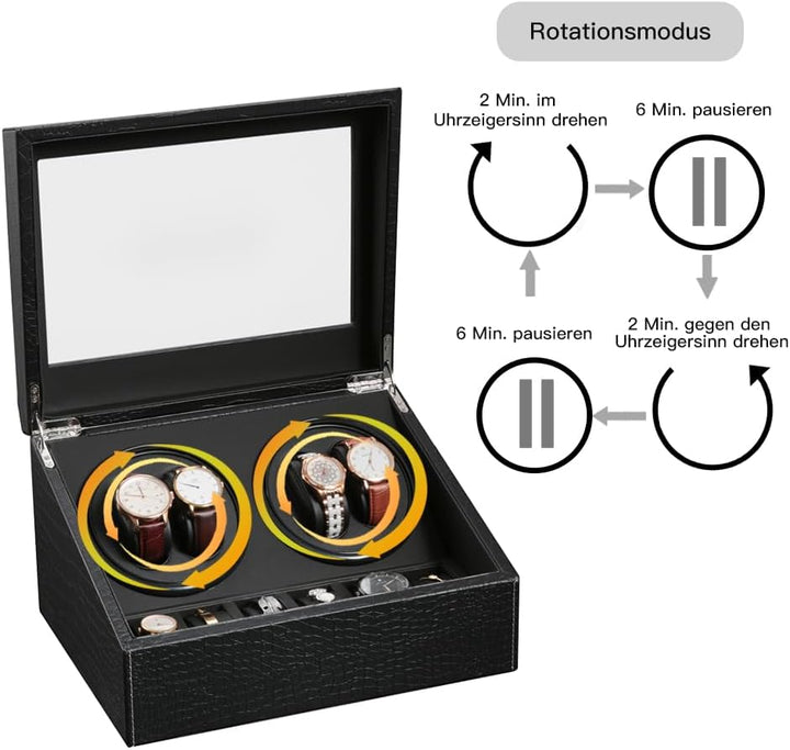 LINGFANSTORE Automatische Uhrenbeweger Box,luxuriöser Uhrenbeweger,Uhrengehäuse mit leisem Mabuchi M