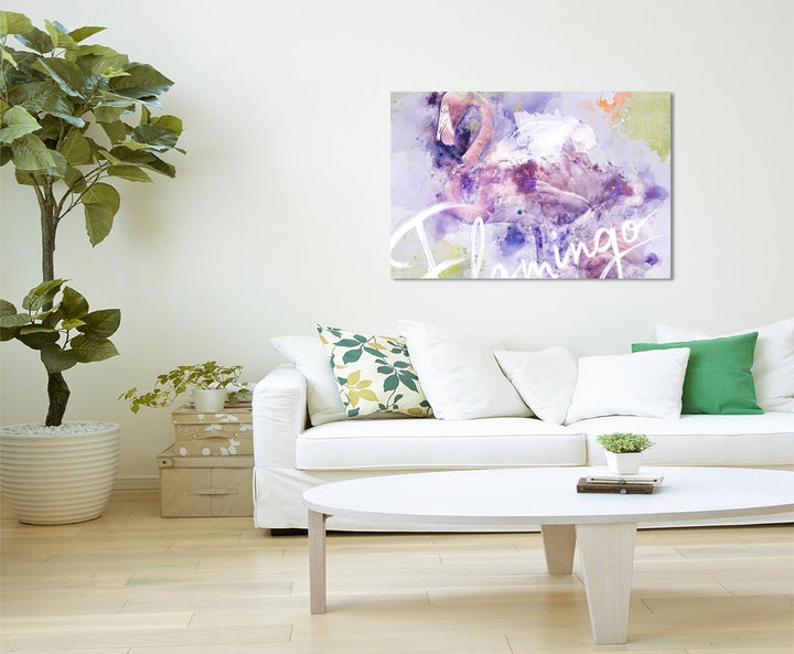Paul Sinus Art Bild Leinwand 120x80cm Flamingo in Altrosa, 120x80cm