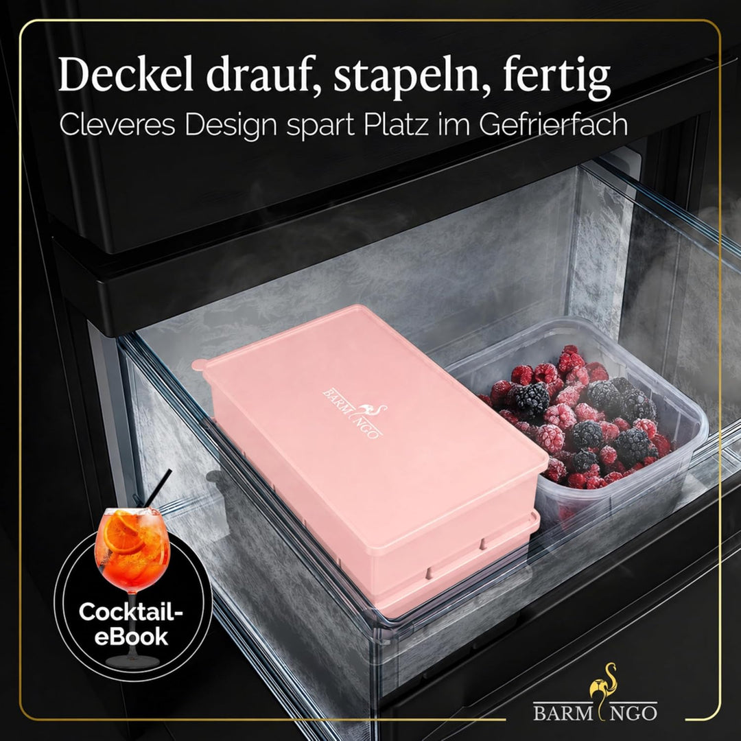Silikon Eiswürfelform mit Deckel (3er Set) – BPA-freie Eiswürfelform gross/XXL | Grosse Eiswürfel Fo
