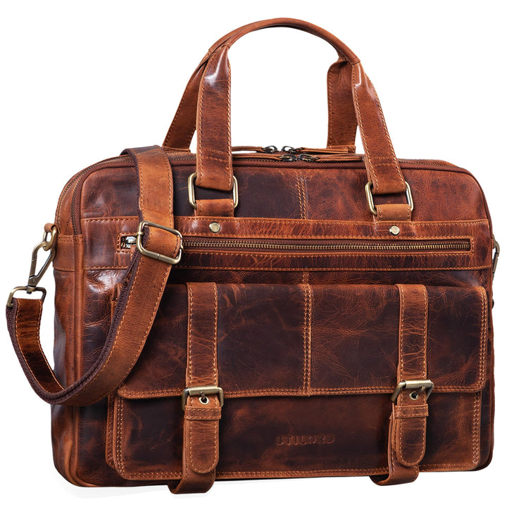 STILORD 'Alvaro' Vintage Businesstasche Echtes Leder Laptoptasche 15,6 Zoll Aktentasche Grosse Umhän