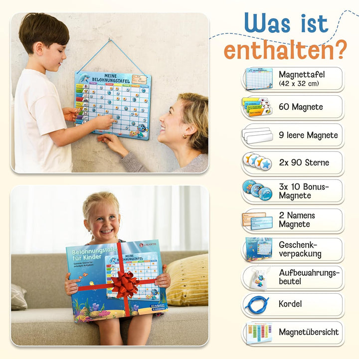 LIKARTO Belohnungstafel Kinder – [DAS ORIGINAL] – Montessori Aufgabenplaner & Magnettafel – individu