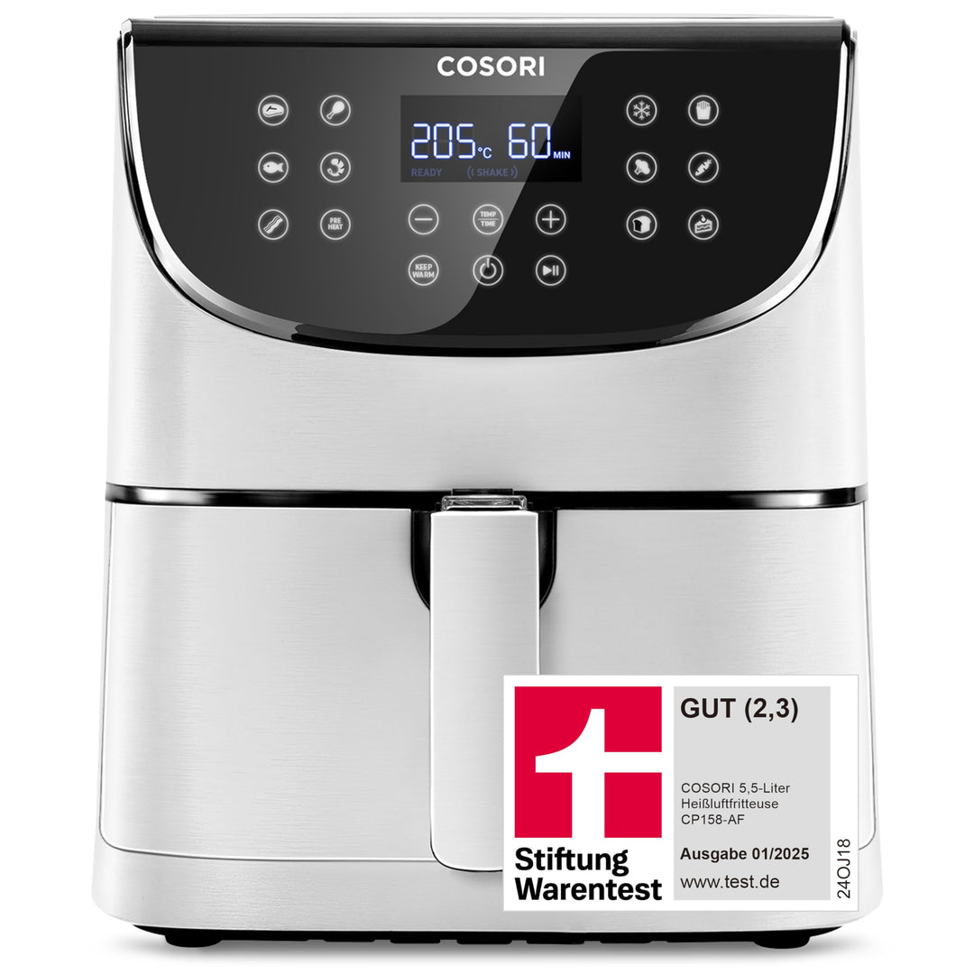 COSORI Heissluftfritteuse 5,5L XXL Weiss Friteuse Heissluft Fritteusen Air Fryer mit Digitalem LED-T