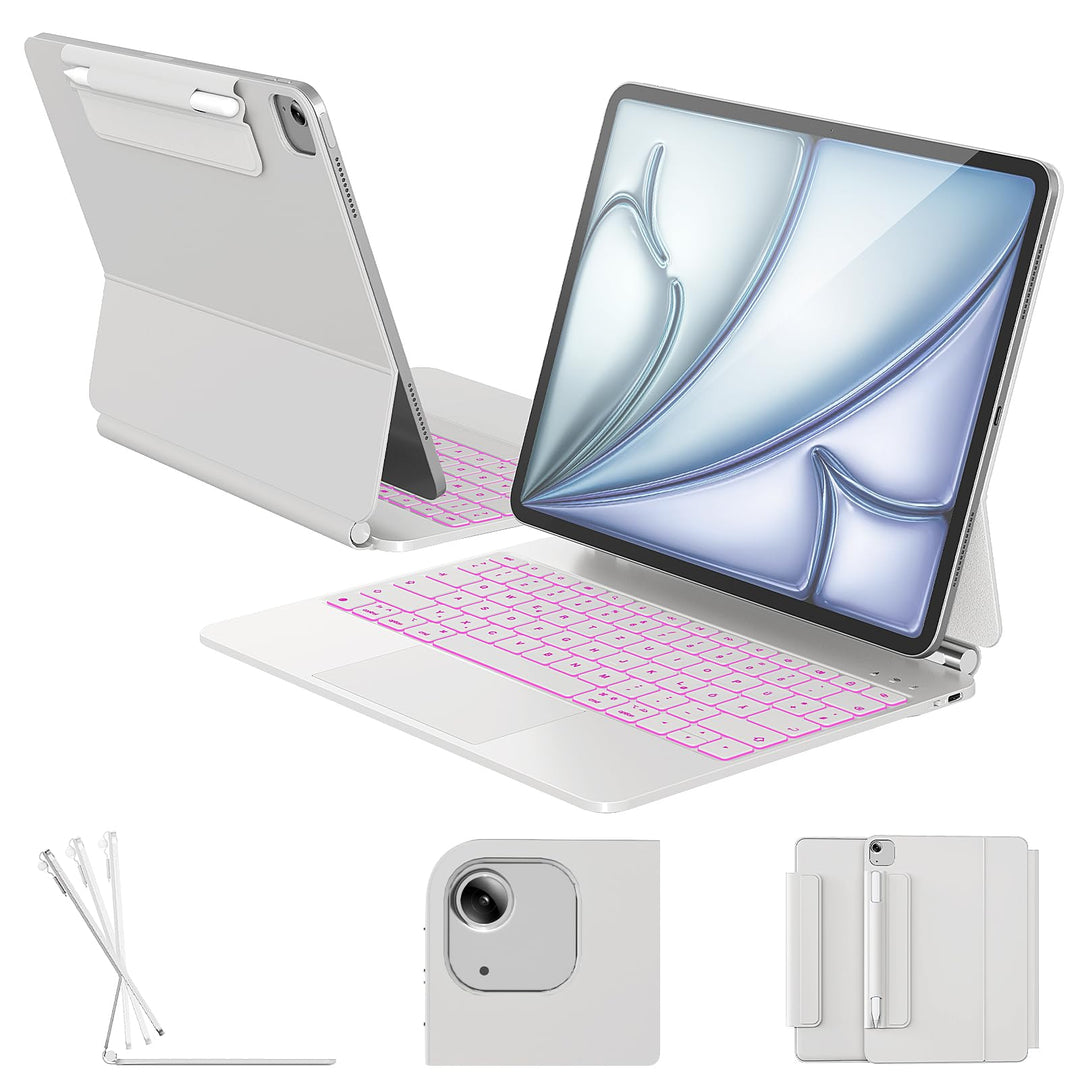 RAYMCRAFT für iPad Air 13 Zoll Hülle mit Tastatur (M4/M3/M2) &amp; iPad Pro 12,9" (6./5./4./3. Gen.) Mag