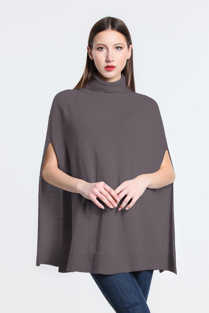 5348 Damen-Strickponcho mit geflochtenem Muster, runder Ausschnitt, weicher Herbst, Einheitsgrösse 8