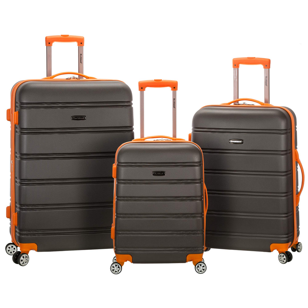 Rockland Melbourne Hardside Erweiterbares Spinner-Rad Gepäck, Dunkelgrau, 3-Piece Set (20/24/28), Me