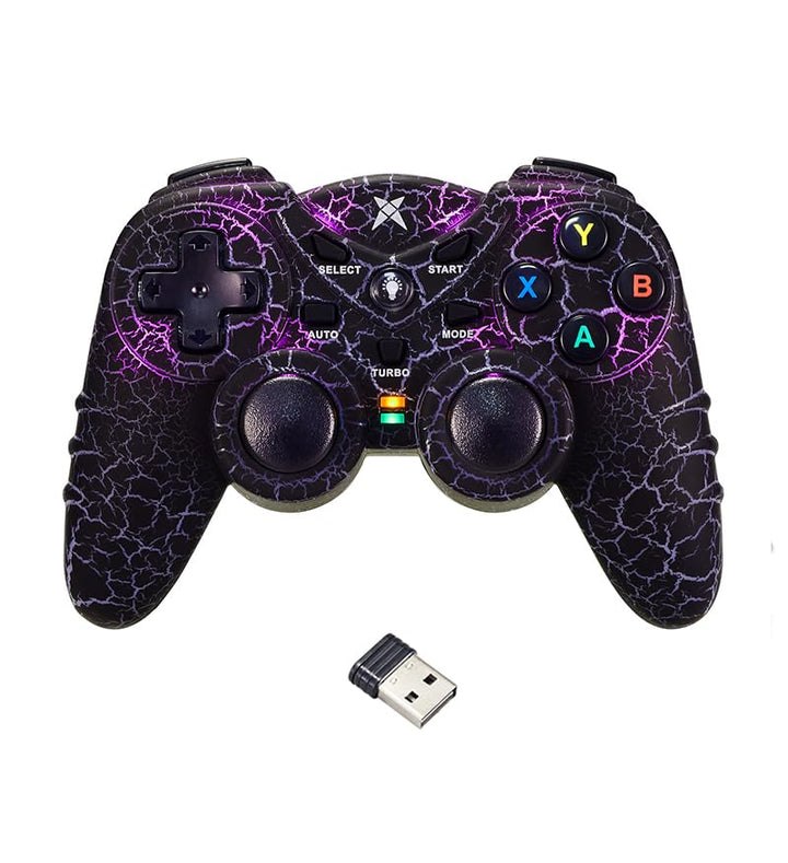 NBCP PC Wireless Game Controller mit Dual Vibration, 2.4G Gaming Joystick, RGB Beleuchtung und Turbo