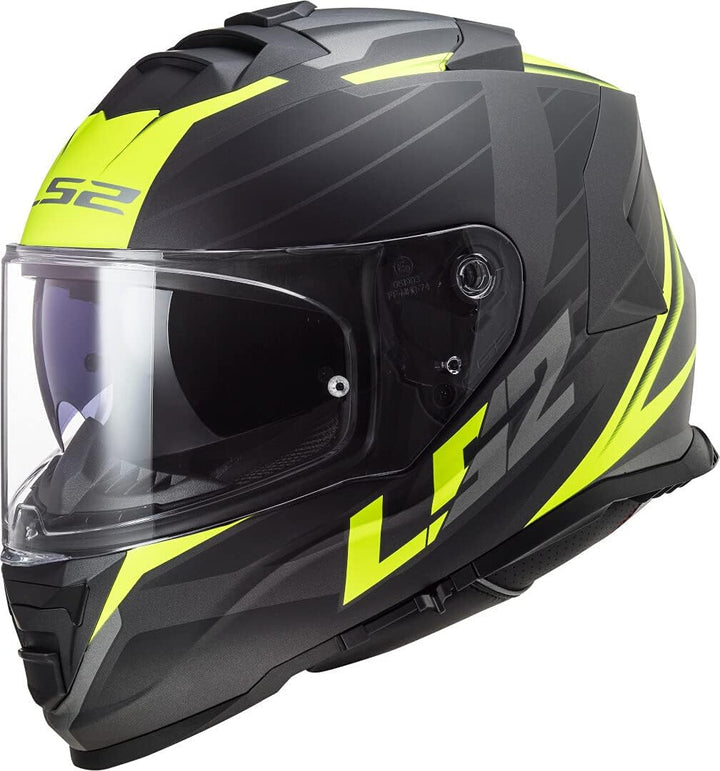 LS2, Integraler Motorradhelm Storm Nerve Matt Black Yellow, S, S