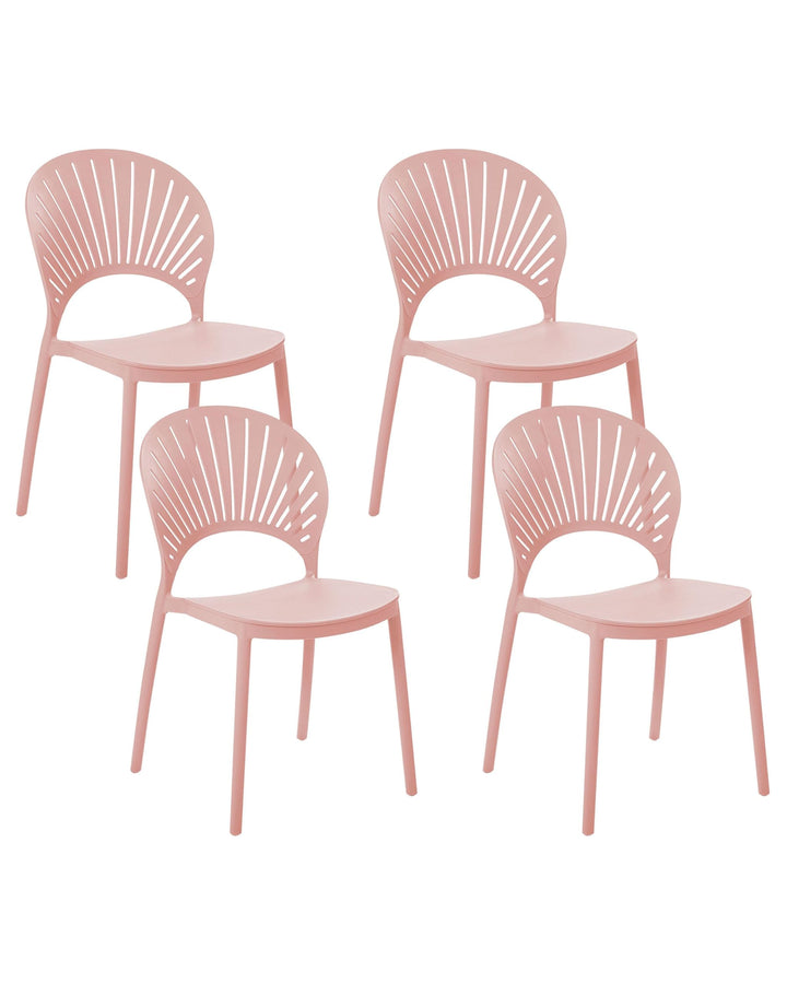 Beliani Esszimmerstühle Kunststoff rosa 4er Set für den Innen- und Aussenbereich Ostia Pastellrosa,