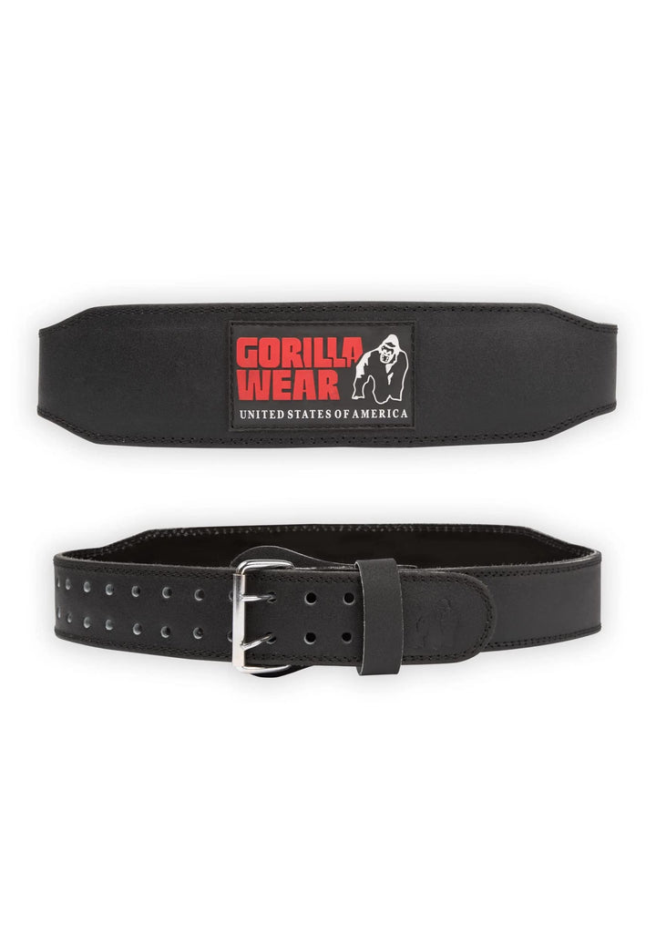 Gorilla Wear 4 Inch Padded Leather Belt - schwarz - Bodybuilding und Fitness Gürtel für Damen und He