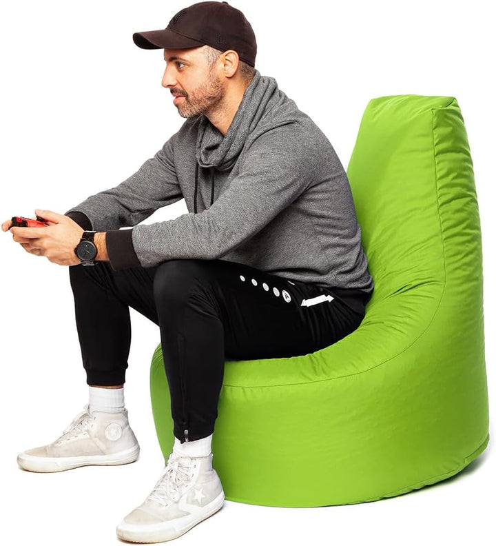 PATCH HOME Gamer Sessel inkl. Würfel Bean Bag Set Ø80cm, 30cm Sitzhöhe, 90cm Höhe + 35x35cm Würfel K