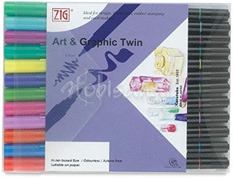 Kuretake TUT-80/12VBR Farbenset, Plastik, diverse farben, 19,4 x 14,4 x 1,5 cm