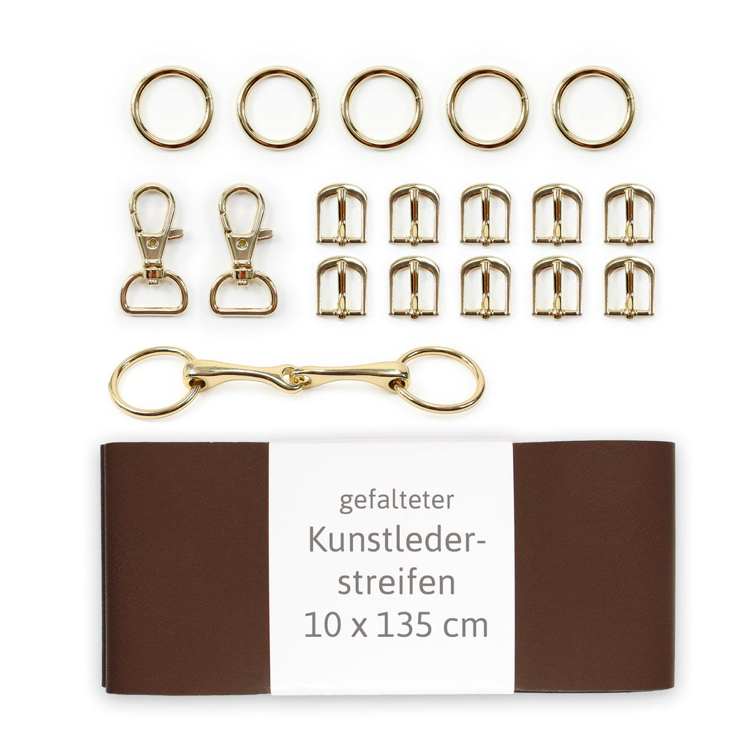 Trense Hobby Horse selber machen ◆ GOLD EDITION ◆: Materialset für Steckenpferd-Trensen mit braunem