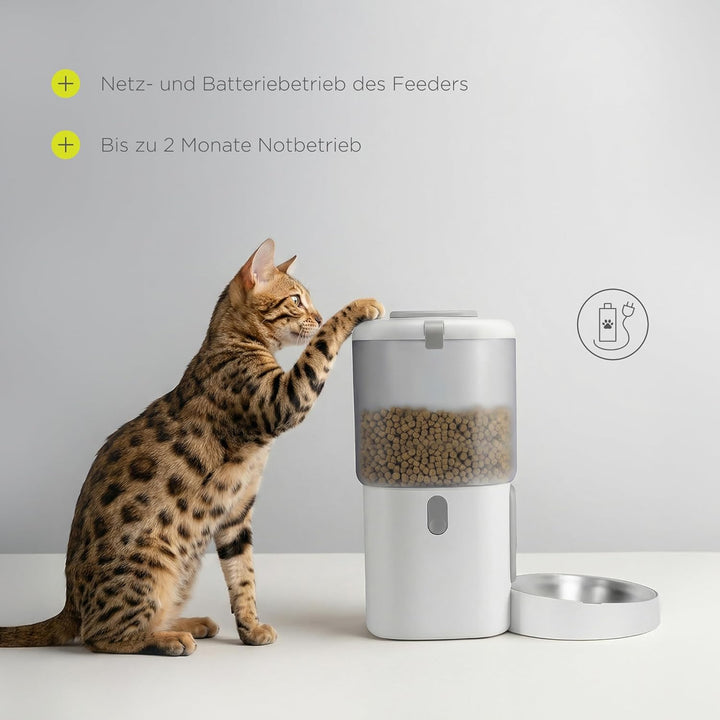 Feast Automatischer Futterautomat Katze mit App und Kamera, Live-Video mit Nachtsicht und Zwei-Wege-