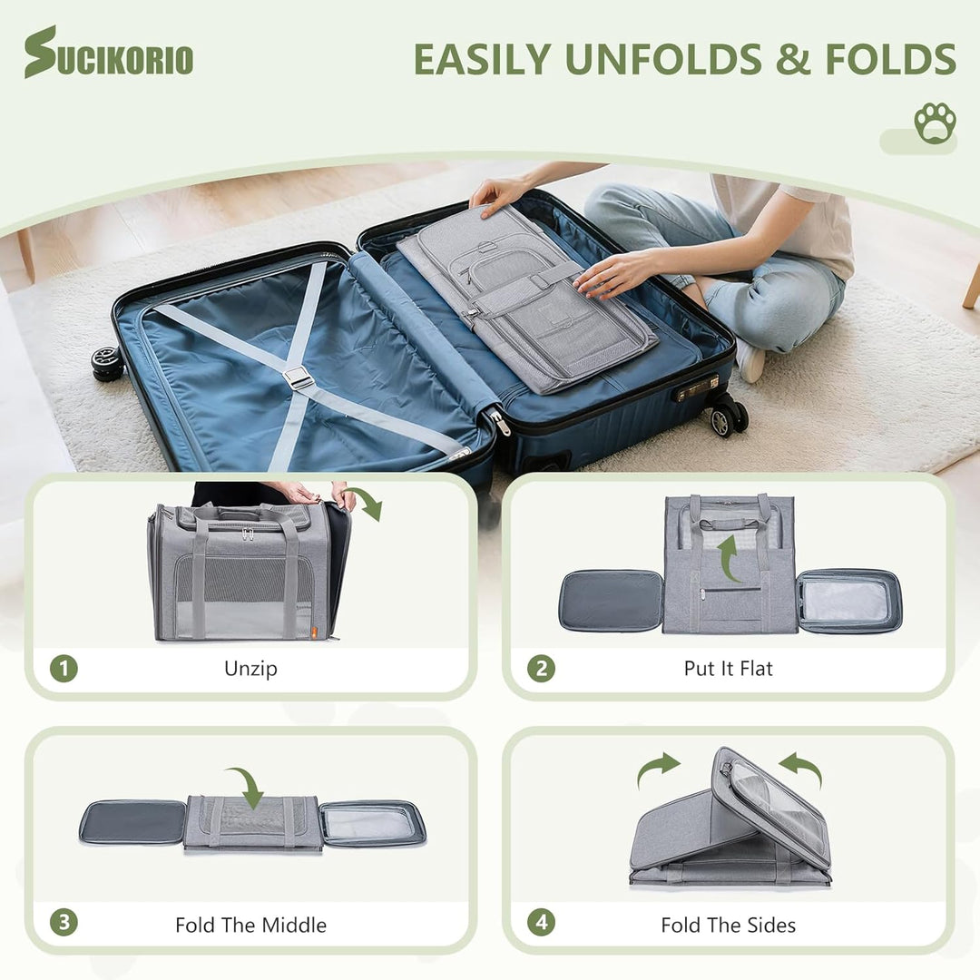 SUCIKORIO Hundetasche Flugzeug 55x40x23 Eurowings Lufthansa, Faltbare Hundetragetasche mit Faltbar R