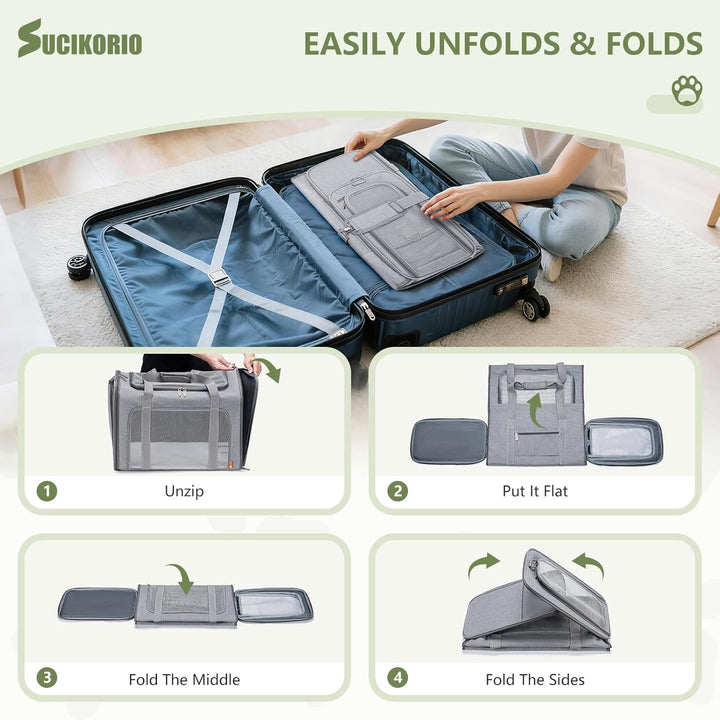 SUCIKORIO Hundetasche Flugzeug 55x40x23 Eurowings Lufthansa, Faltbare Hundetragetasche mit Faltbar R