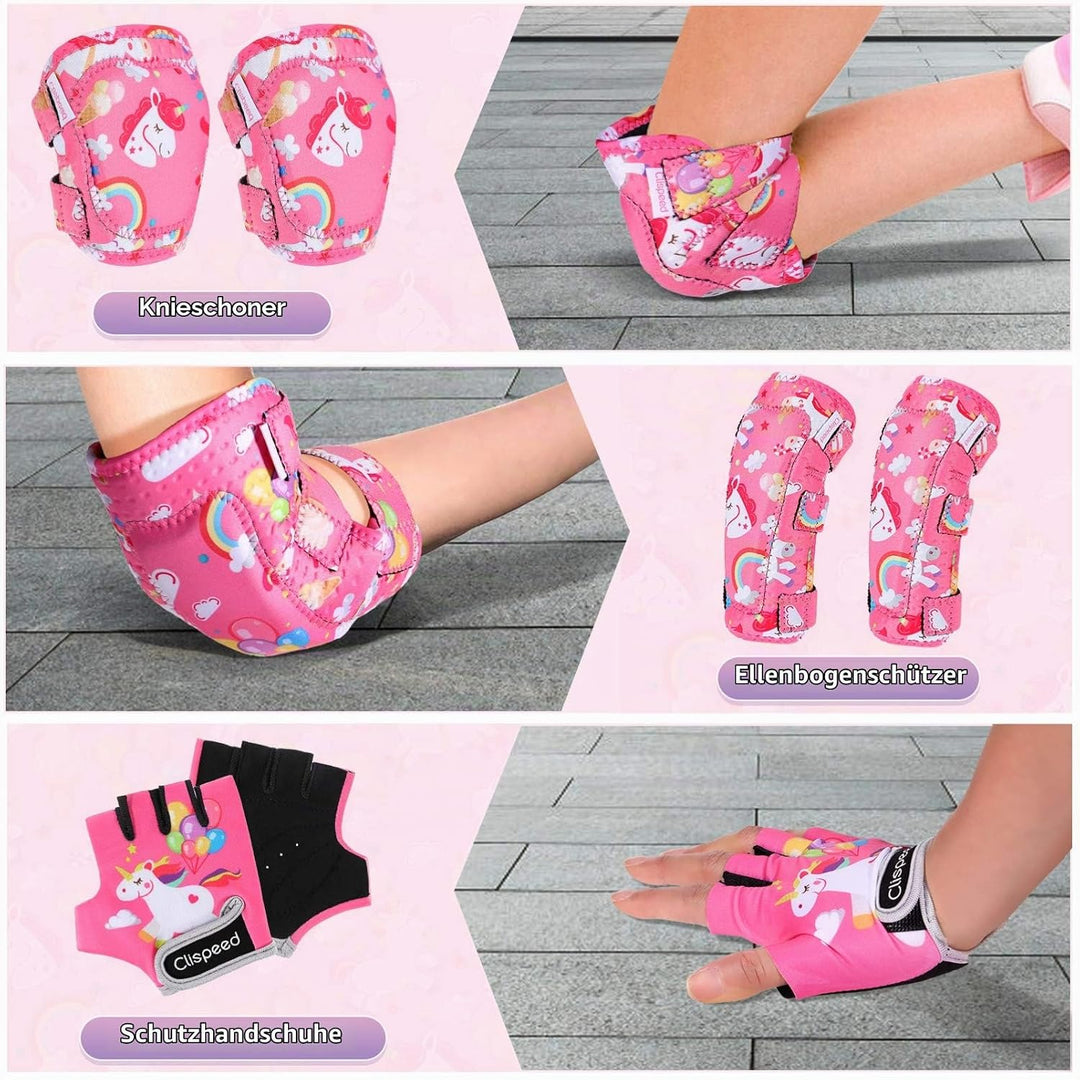 CLISPEED Kniesch¨¹tzer f¨¹r Kinder, Knie- und Ellbogensch¨¹tzer f¨¹r Kinder mit Fahrradhandschuhen f