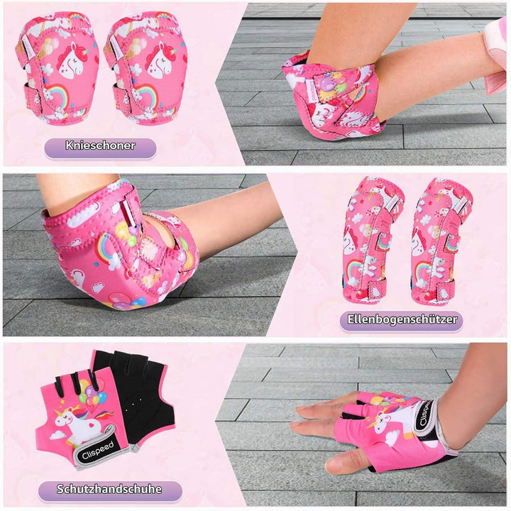CLISPEED Kniesch¨¹tzer f¨¹r Kinder, Knie- und Ellbogensch¨¹tzer f¨¹r Kinder mit Fahrradhandschuhen f