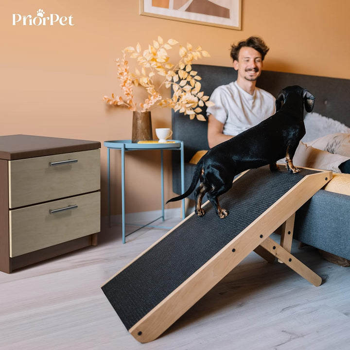 Hunderampe - Hundetreppe für kleine Hunde und grosse Hunde - Einstellbar 18-53 cm - Für Bett Sofa -