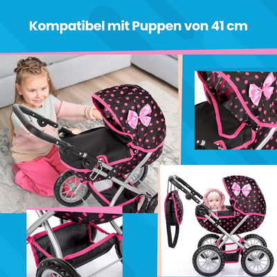 Kinderplay Puppenwagen ab 2 Jahre, Kinderwagen Puppen - Leichte und Stabile Konstruktion, Kinderpupp