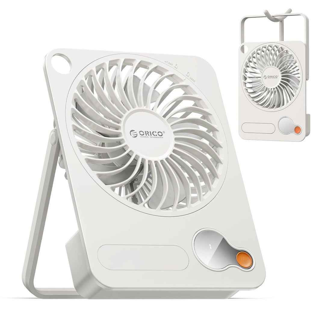 ORICO DoFan USB Tischventilator mit 3200 RPM, 3600mAh Akku &amp; LED Nachtlicht, 180° Flexibler Halterun
