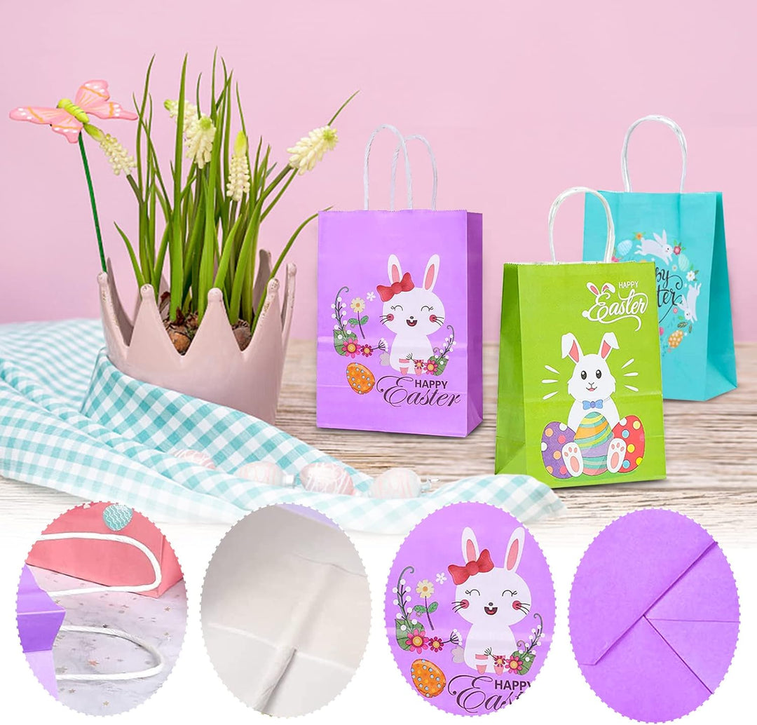 Mizijia 24 Stück Ostertüten für Kinder - Hasenmotiv, zum Befüllen mit Süssigkeiten & als Geschenkver