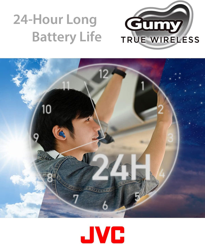 JVC HA-Z77T-B Gumy True Wireless Kopfhörer mit weichen Elastomer Ohrstöpseln, 3 Sound-Modi, Bluetoot