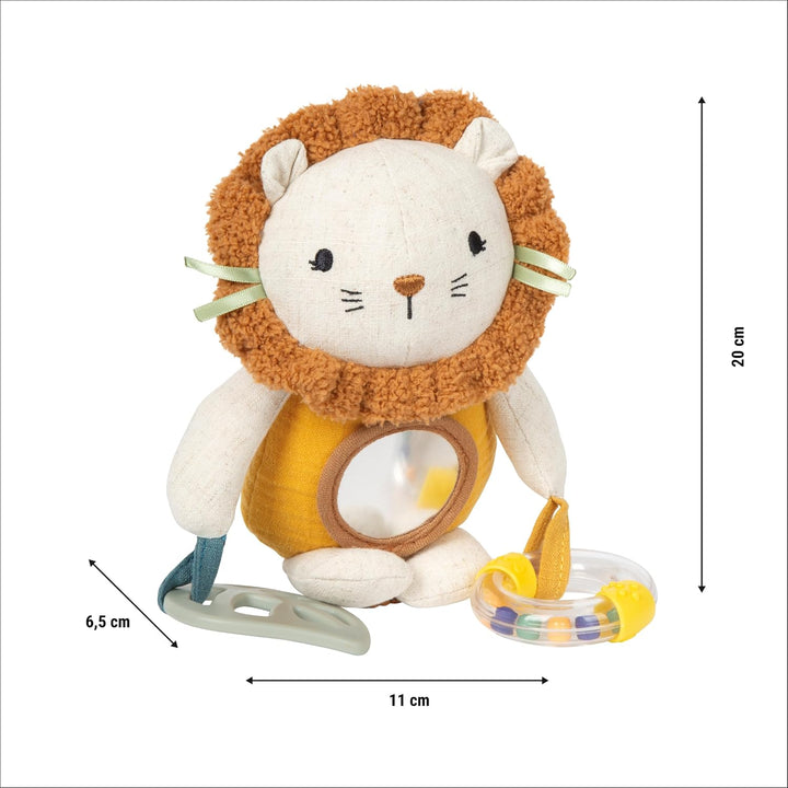 small Foot Babyspielzeug Hängefigur aus Stoff „Little Lion“, multifunktionales Stofftier, mit Beissr