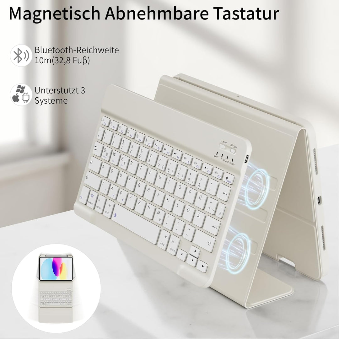 GKABXY Hülle mit Tastatur für iPad A16 11 Generation 2025/10 Generation 2022(11/10.9 Zoll), Soft TPU