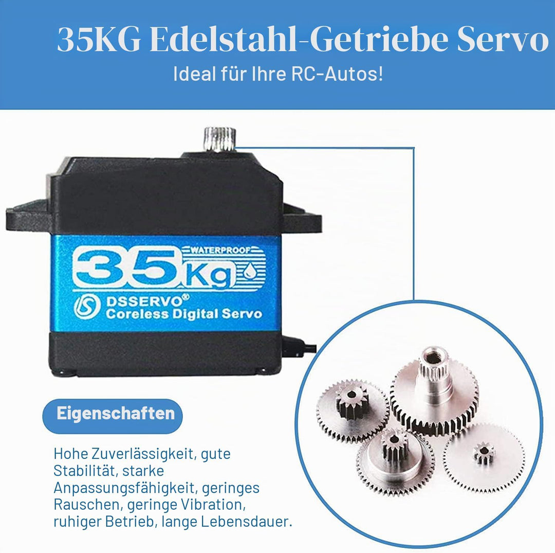 ANNIMOS 35kg kernloser digitaler Servomotor 7.4V Edelstahl Getriebe wasserdicht 1/8 1/10 1/12 Standa