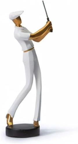 Amoy-Art Golfer Figuren Statue Modern Dekor Skulptur Wohnzimmer Kunst Golfspieler Arts Polyresin Wei
